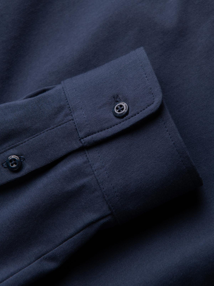 Men's REGULAR cotton single jersey knit shirt - navy blue V2 OM-SHCS-0138