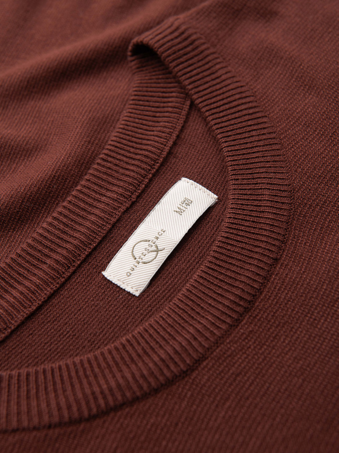 Men's sweater with round neckline in stretch knit with classic weave - maroon V4 OM-SWSW-0183