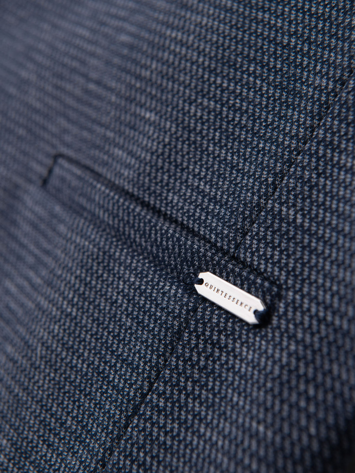 Fitted elegant men's structured knit vest - navy blue V1 OM-BLZV-0147