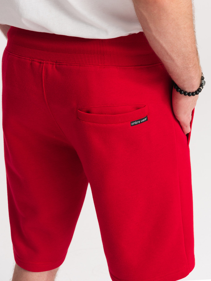 Krótkie spodenki męskie z kieszeniami - czerwone V7 OM-SRBS-0109