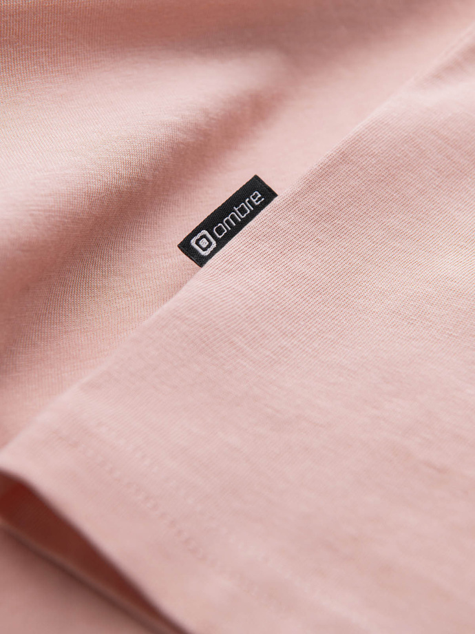 Men's printed T-shirt - pale pink V2 OM-TSPT-0131 (PALE ROSE)