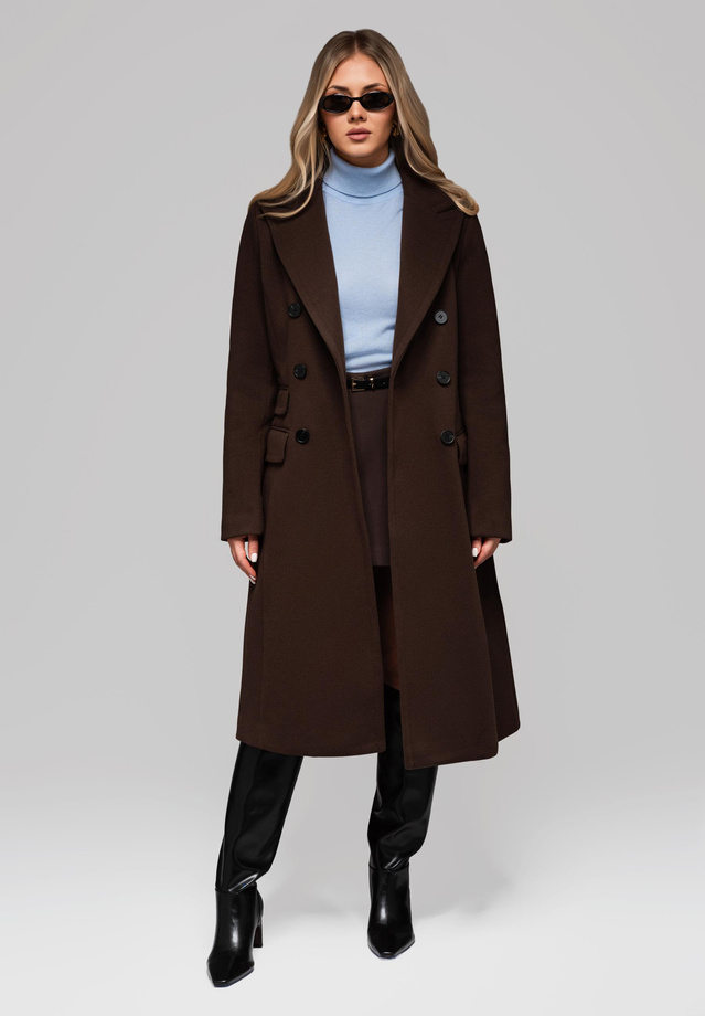 Women's double-breasted fitted coat LARICA OW-COLC-0108 v1 - brown
