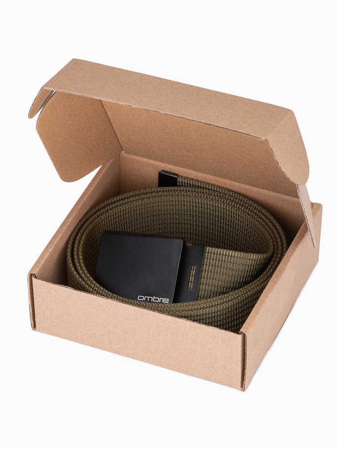 Men's belt with adjustable buckle - green A030