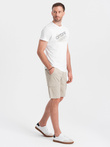Men's monochromatic shorts with cargo pockets - beige V3 OM-SRCG-0133