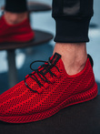 Men's mesh slip-on sneakers shoes - red V2 OM-FOKS-0117