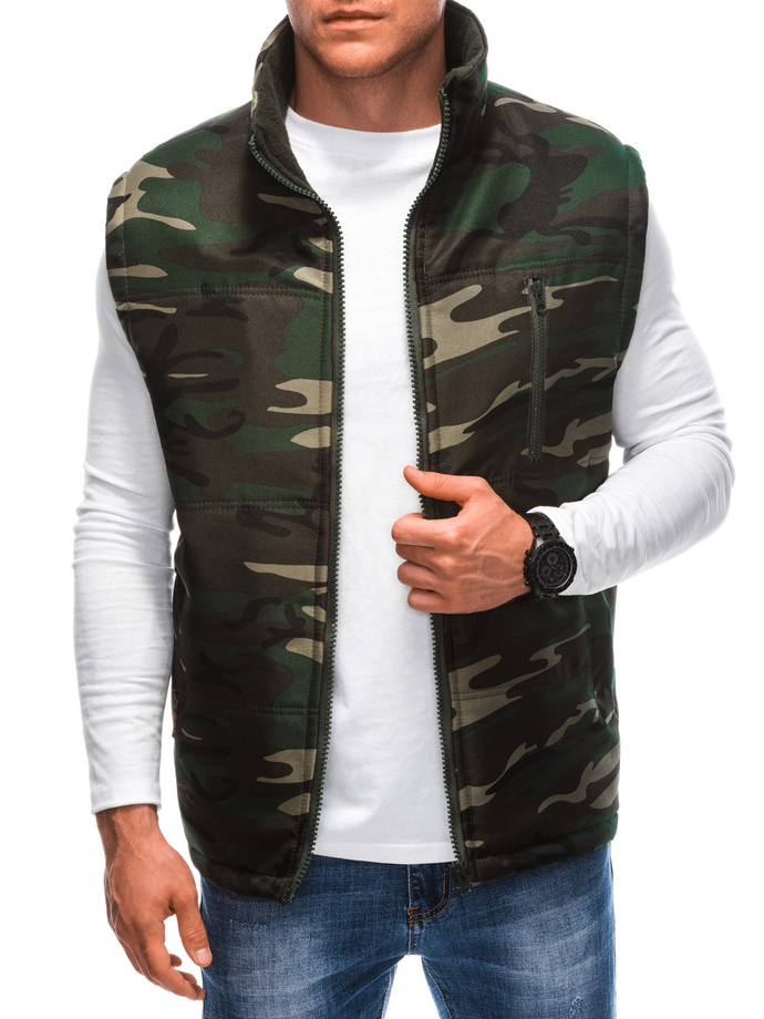 Men's quilted vest V62 - green/camo