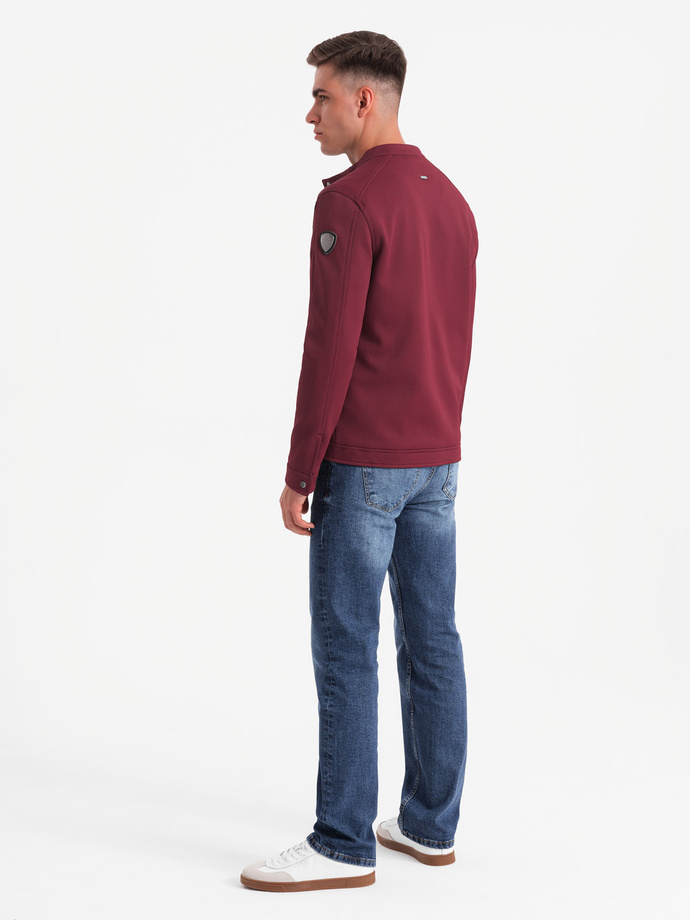 Men's BIKER jacket in structured fabric - maroon V2 OM-JANP-0138