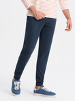 BASIC men's cotton jogger sweatpants - navy blue V1 OM-PABS-0174