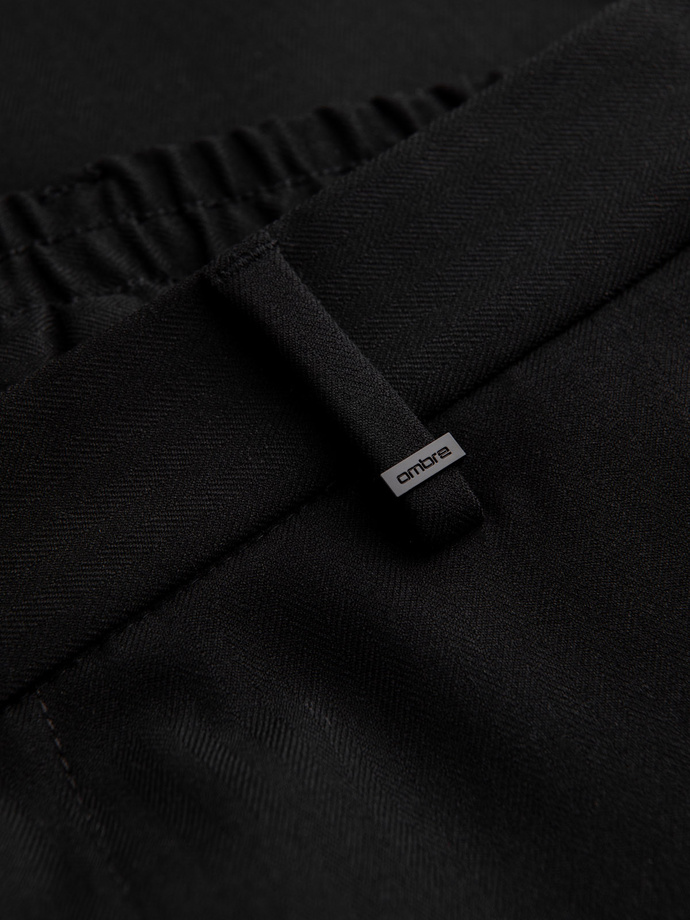 Men's chino pants with elastic waistband SLIM FIT - black V3 OM-PACP-0158