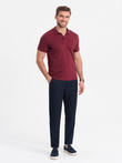 Men's chino pants with elastic waistband SLIM FIT - navy blue V3 OM-PACP-0157