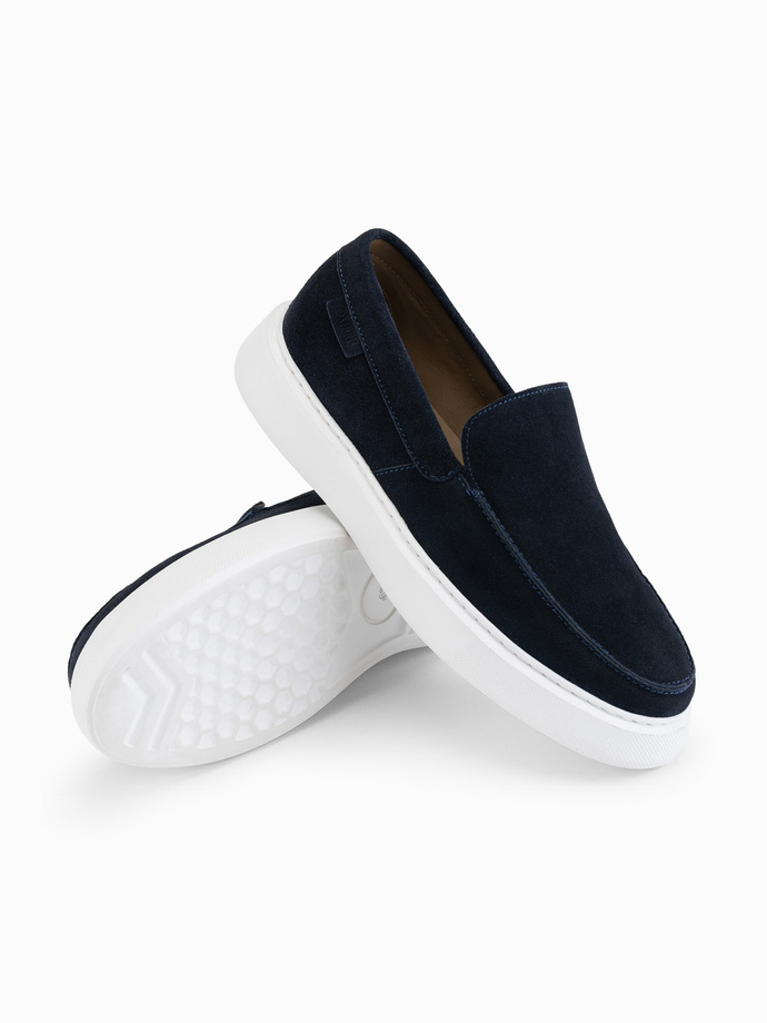 Men's slip-on half shoes on thick sole - navy blue V4 OM-FOCS-0152