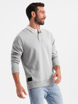 Men's sweatshirt with white polo collar - ash V7 OM-SSNZ-0132