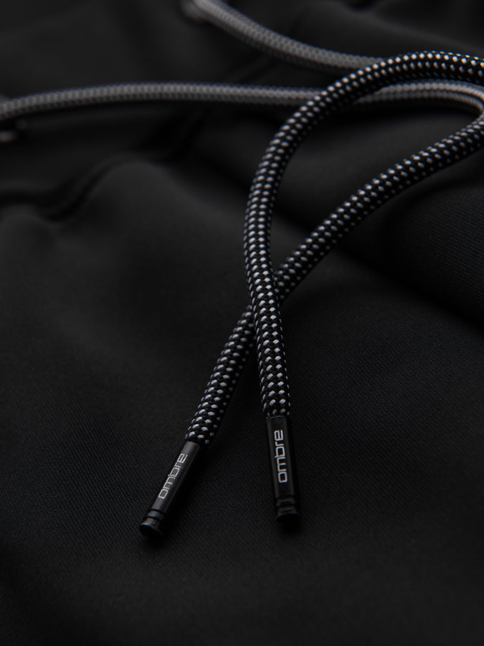 Men's sweatpants joggers with contrasting stripes - black V1 OM-PASK-0229