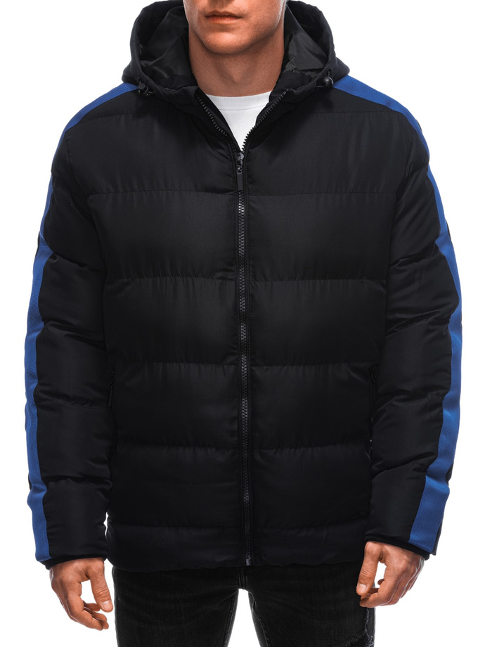 Men's quilted winter jacket - black V4 EM-JAHP-0101