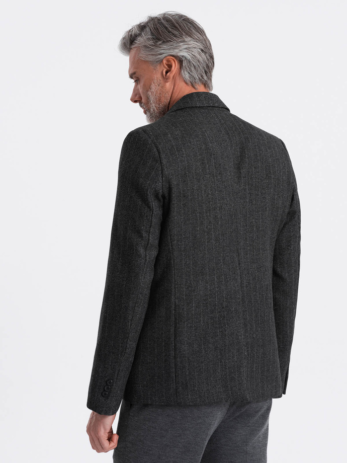 Stylish men's jacquard blazer with delicate stripes - graphite V1 OM-BLZB-0113