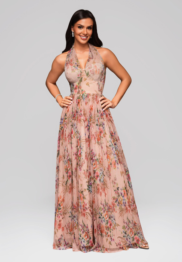 Evening dress LA-OM-DLR180 - nude