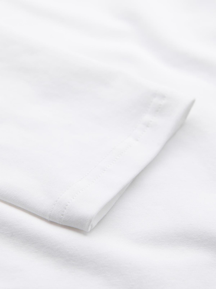 Men's SLIM FIT longsleeve with elastane and print - white V2 OM-LSBC-0124