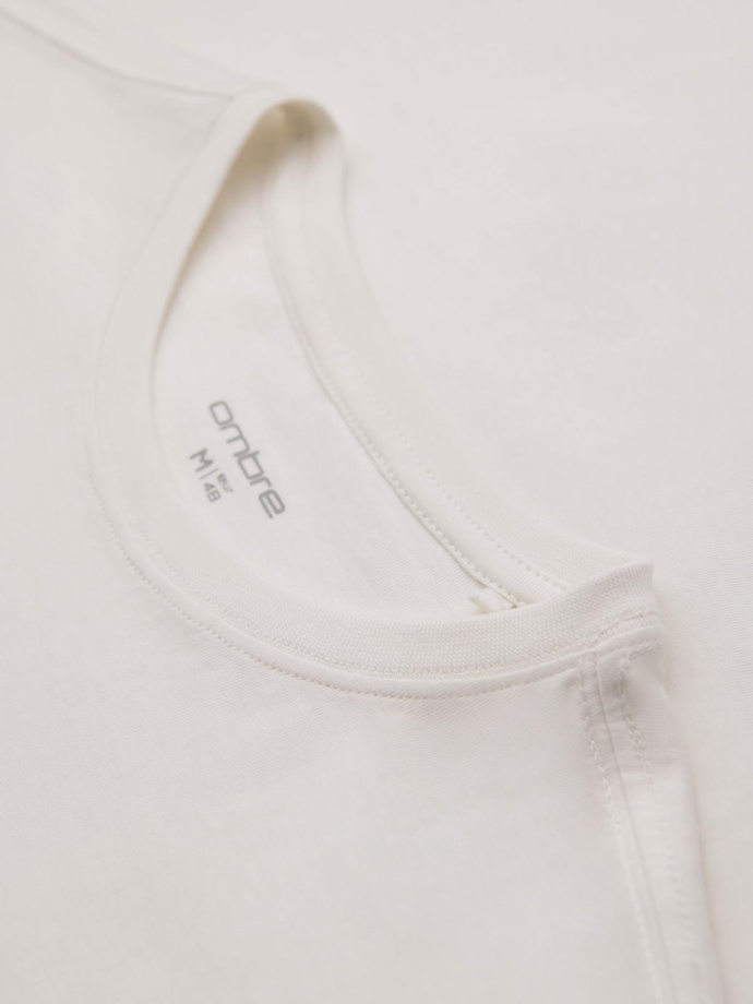 T-shirt męski z haftem na klatce piersiowej – biały V2 OM-TSPT-0248