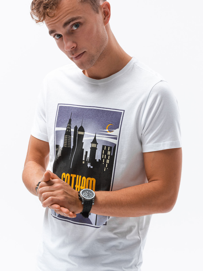 Men's printed t-shirt V-4A- white S1434