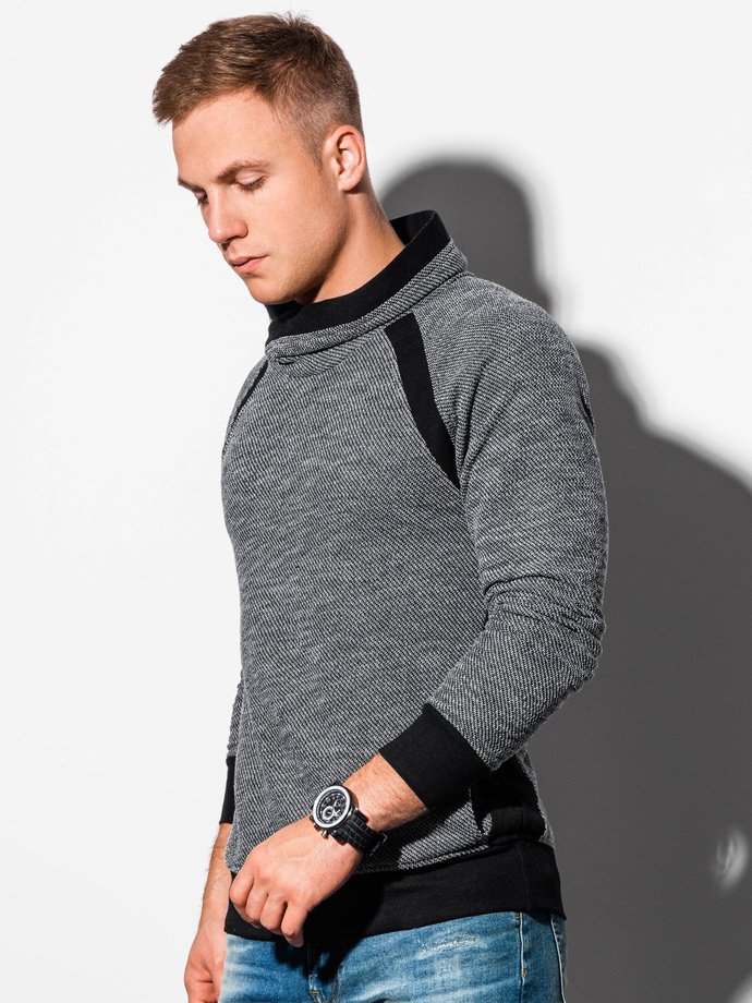 Men's stand-up collar sweatshirt - black B678