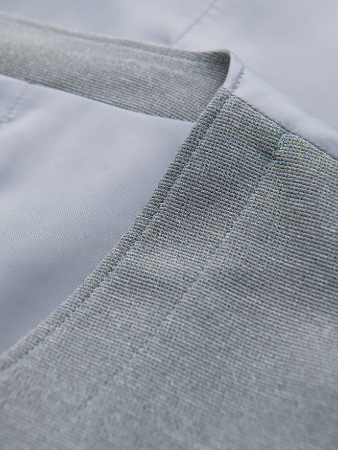 Fitted structured men's vest with patch pockets - grey melange V2 OM-BLZV-0146