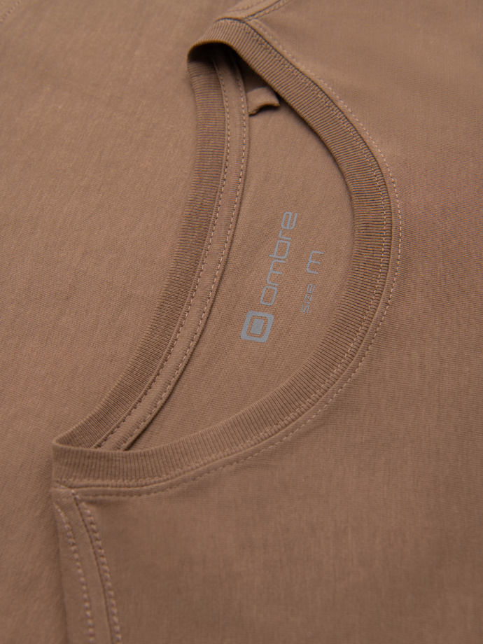 Men's urban print longsleeve - light brown V1 OM-LSPT-0131