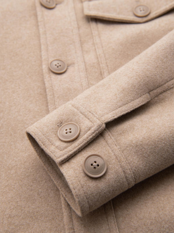 Męska kurtka koszulowa - beżowa V1 OM-JANP-0291