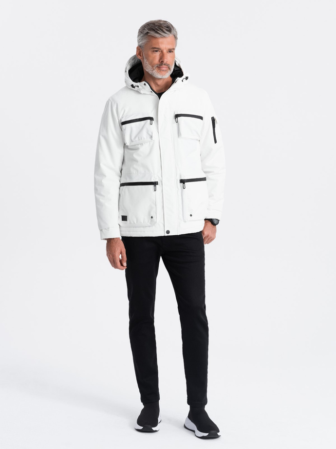 Men's winter quilted jacket - white C450