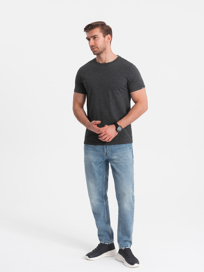 Men's t-shirt with decorative confetti effect - black V5 OM-TSCT-0178