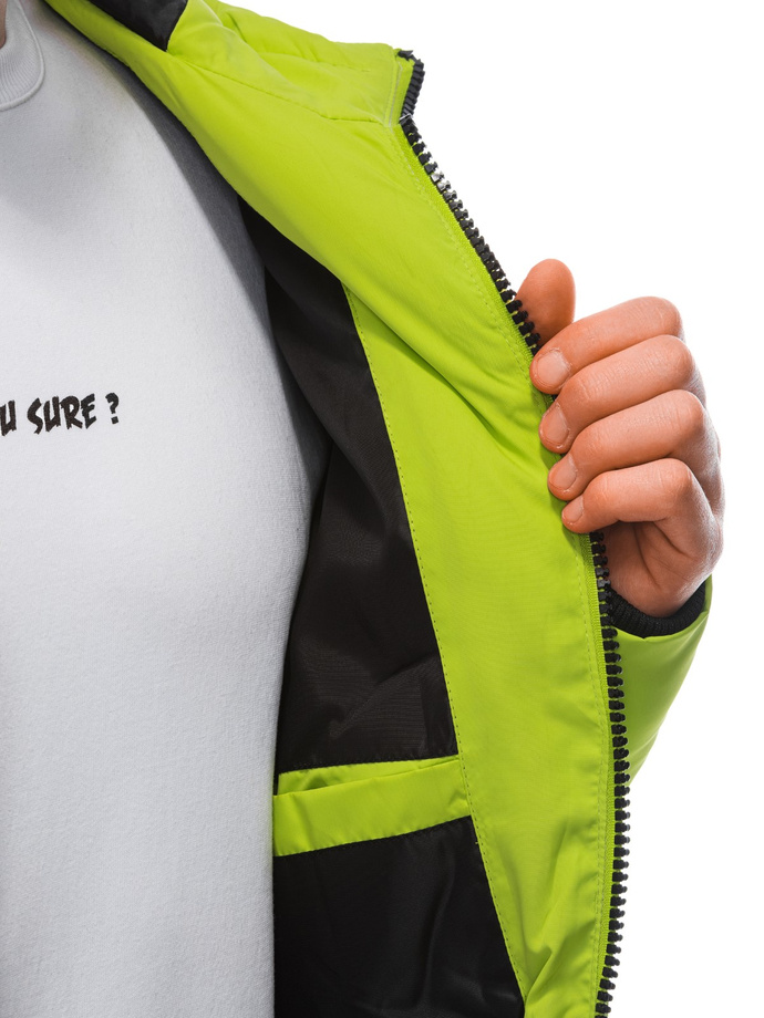 Men's quilted winter jacket - lime green V9 EM-JAHP-0101