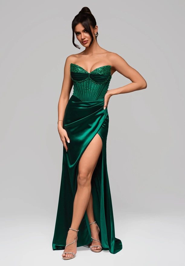Evening dress LA-OM-DLR157 - bottle green