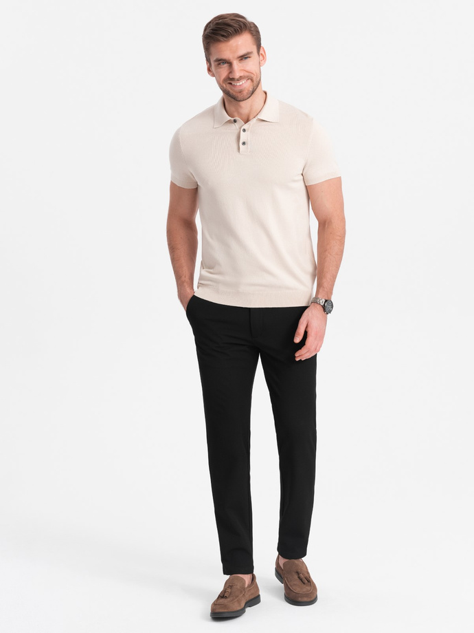 Spodnie męskie eleganckie chino SLIM FIT - czarne V4 OM-PACP-0191