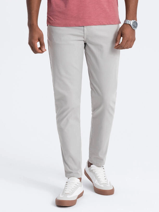 Men's tailored chino pants - gray V2 OM-PACP-0151