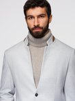 Men's melange rayon jacket with stand-up collar - grey melange V4 OM-BLZB-0131