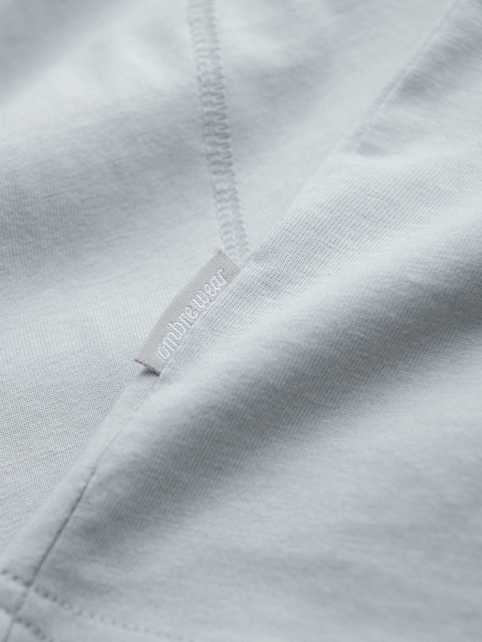 Men's cotton T-shirt with delicate embroidery - light grey V4 OM-TSCT-0170