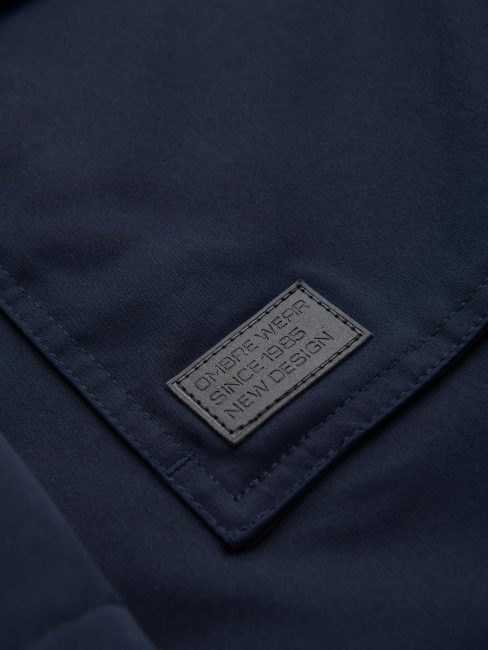 Warmed quilted men's jacket with raglan sleeves - extinguished purple V6 OM-JAHP-0302