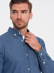 Classic men's SLIM denim shirt - blue OM-SHDS-0116