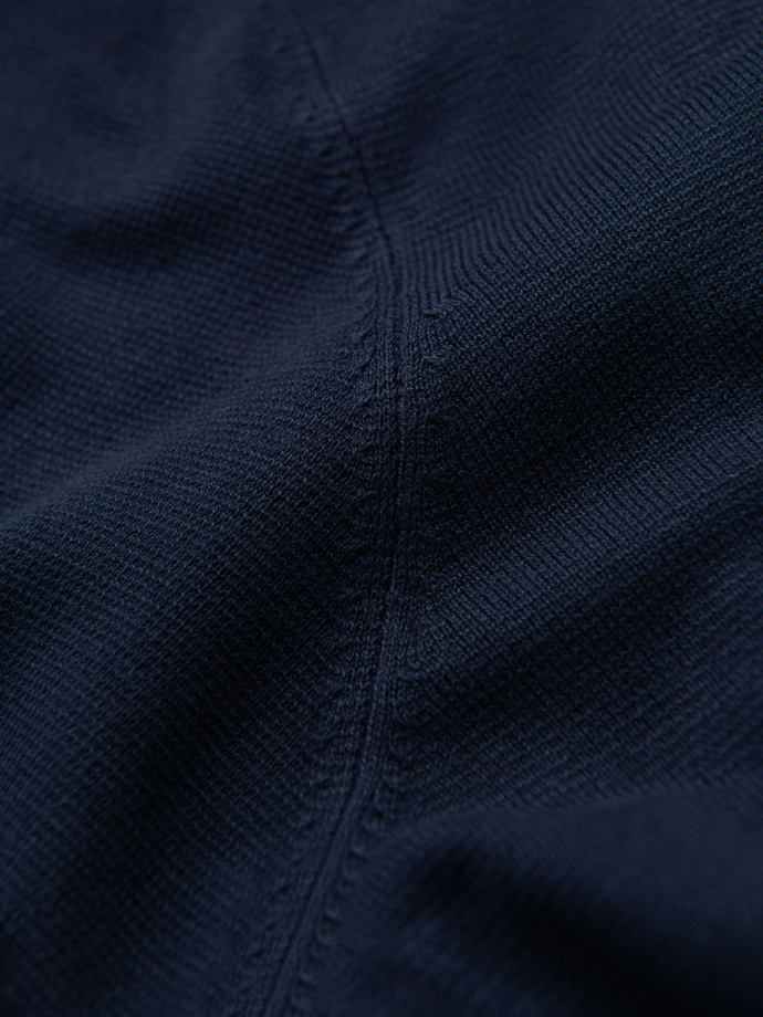Men's classic knitted shirt with ribbed cuffs - navy blue V1 OM-TSCT-0252