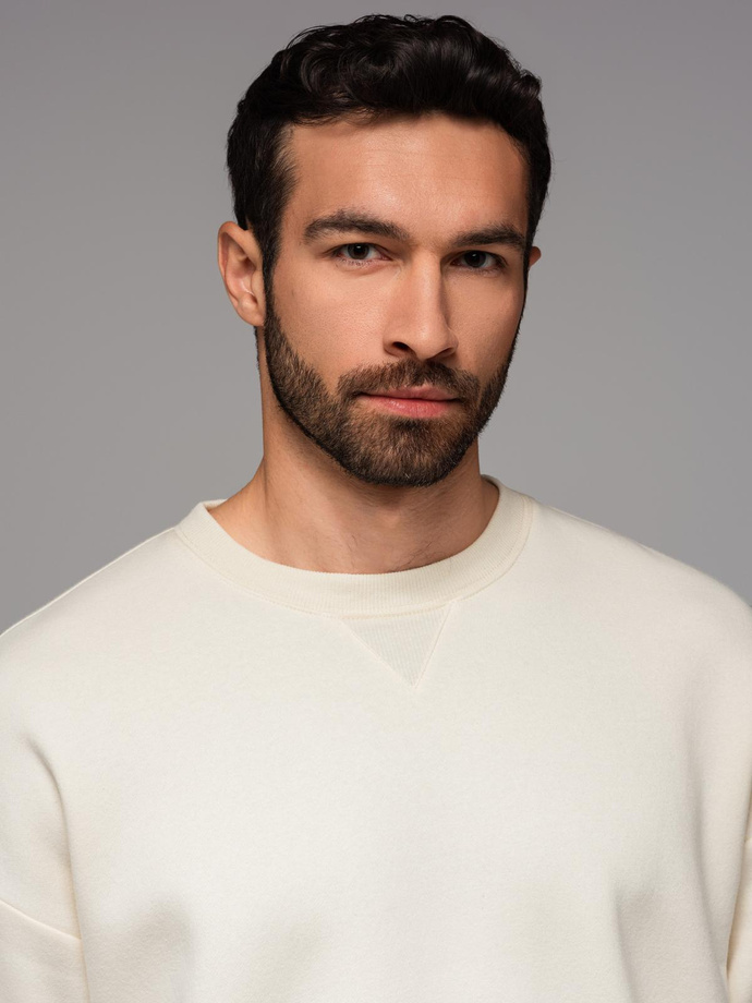 Classic unisex sweatshirt with round neckline - cream V2 OU-SNBC-0104