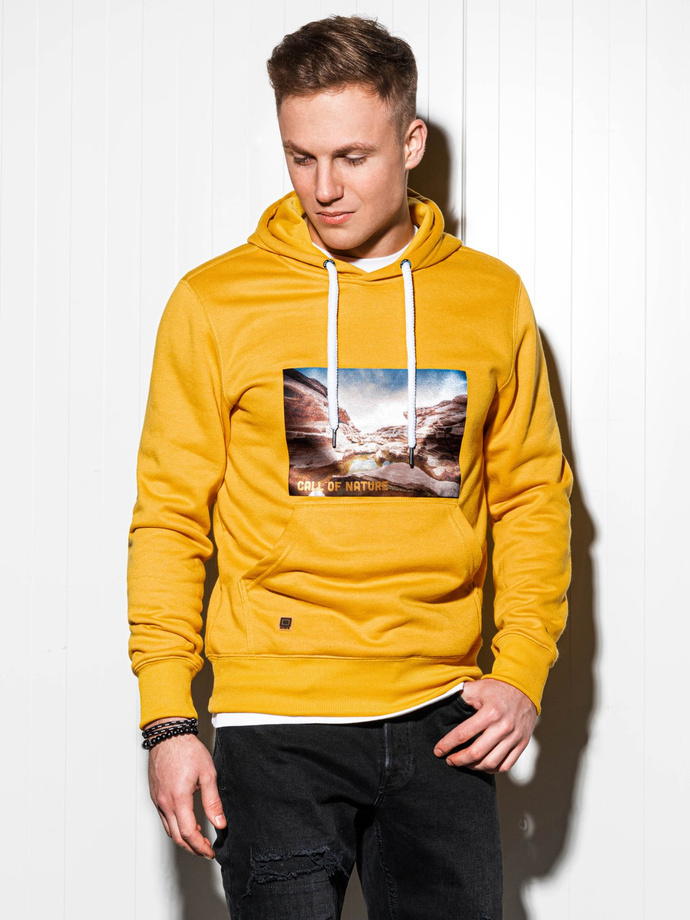 Men's printed hoodie - yellow B993