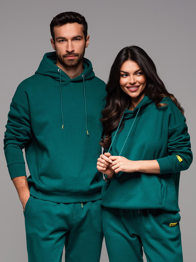 Unisex sweatshirt with pockets and hood - dark green V17 OU-SNBC-0105