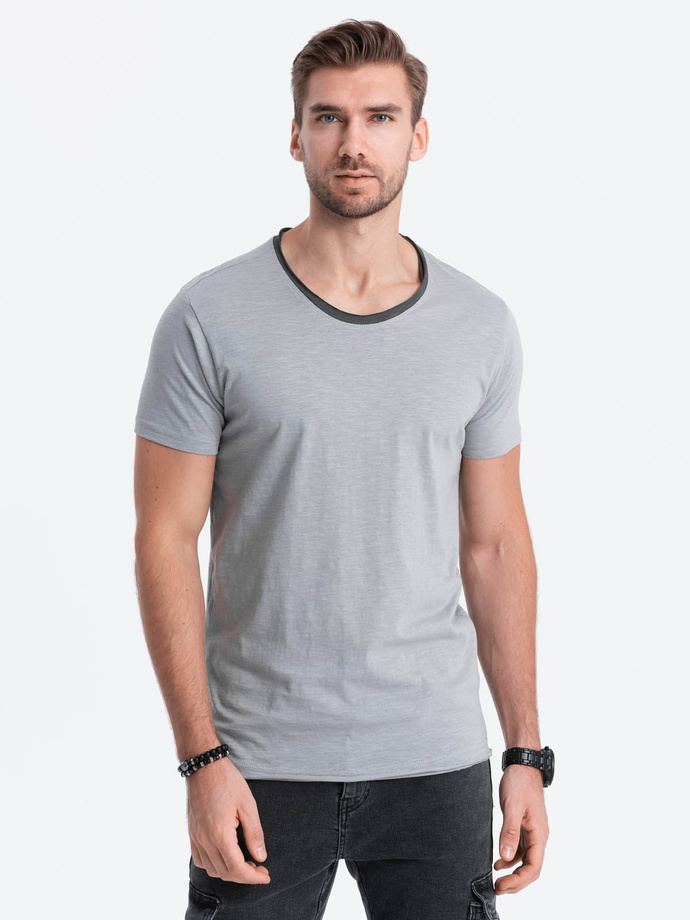 T-shirt męski bawełniany - szary V1 S1385