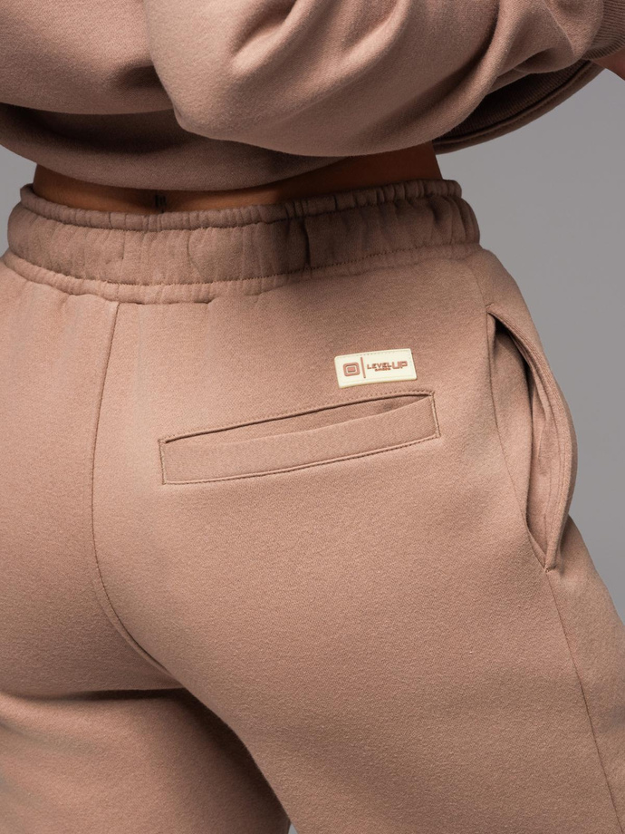 Unisex sweat shorts with drawstring waistband - brown V16 OU-SRBC-0101