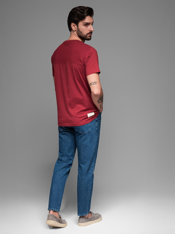 LOOSE FIT men's t-shirt with pocket - red V3 OM-TSCT-0171