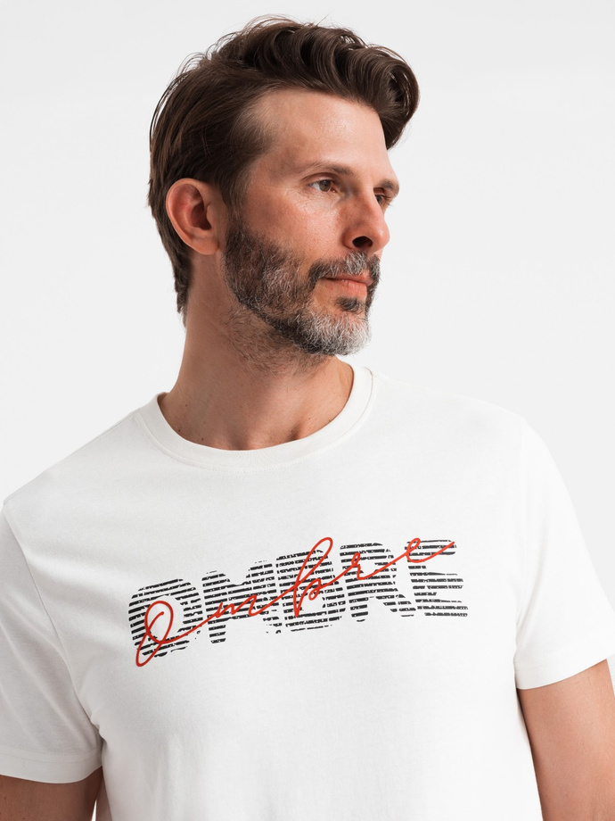 Men's cotton t-shirt with double printed logo - white V1 OM-TSPT-0211