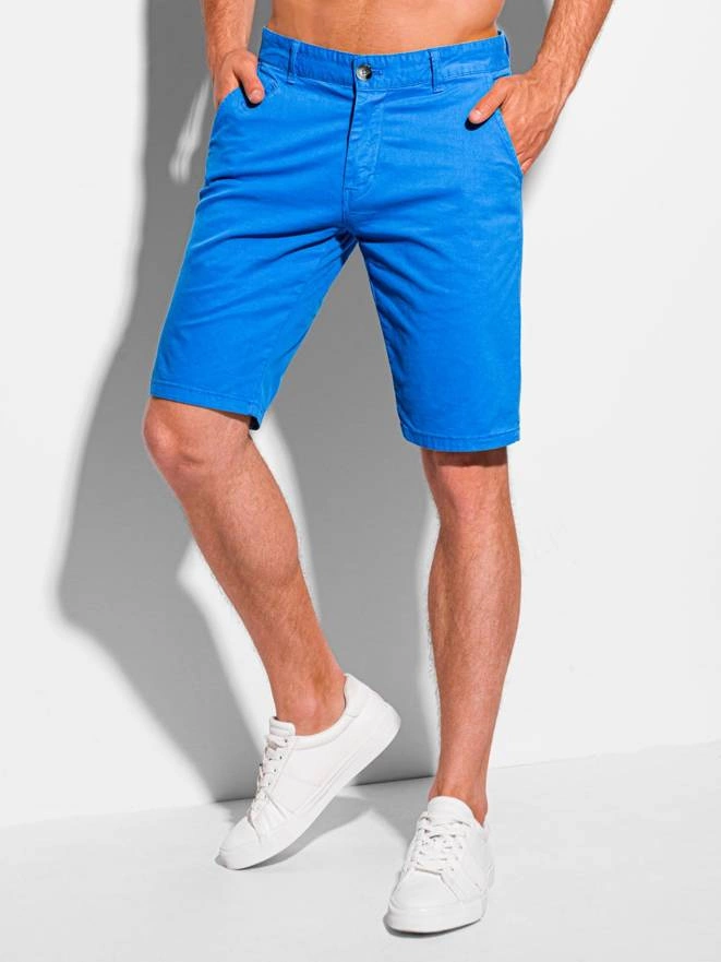 Krótkie spodenki męskie chino W341 - niebieskie