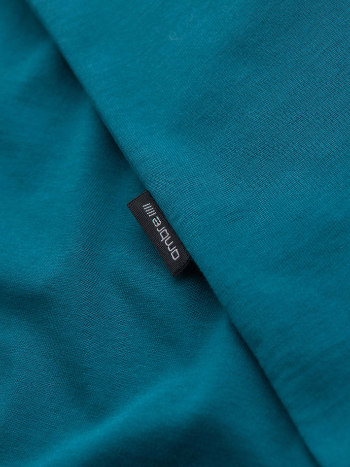 Men's cotton t-shirt with printed pocket - turquoise V1 OM-TSPT-0228