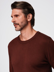 Men's sweater with round neckline in stretch knit with classic weave - maroon V4 OM-SWSW-0183