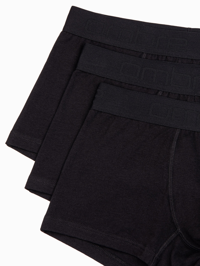 Bokserki męskie bawełniane z logowaniem - 3-pak czarne V1 OM-UNBO-0105