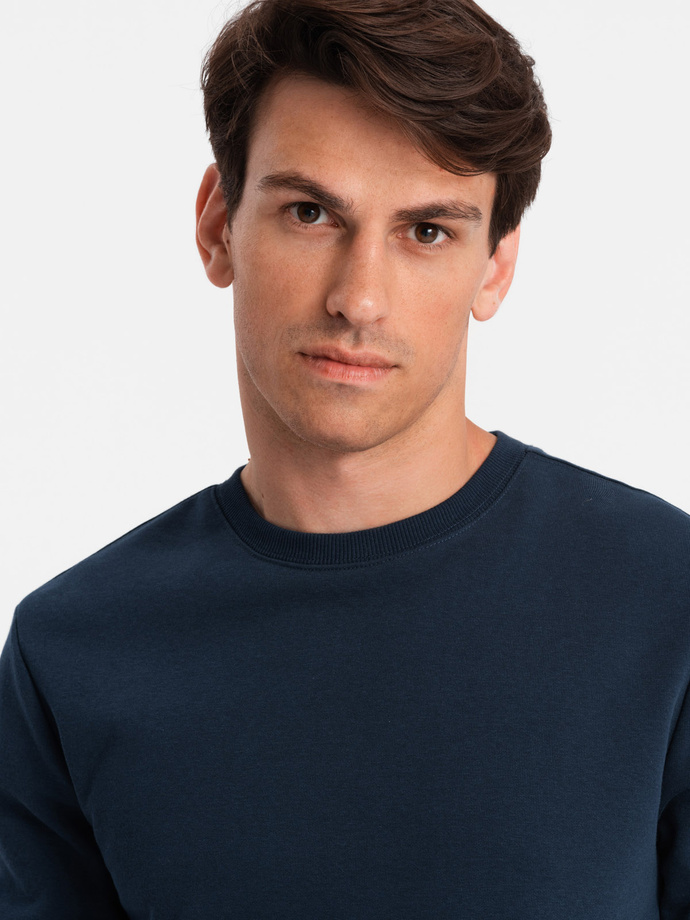 BASIC men's cotton non-stretch sweatshirt - navy blue V1 OM-SSBN-0159